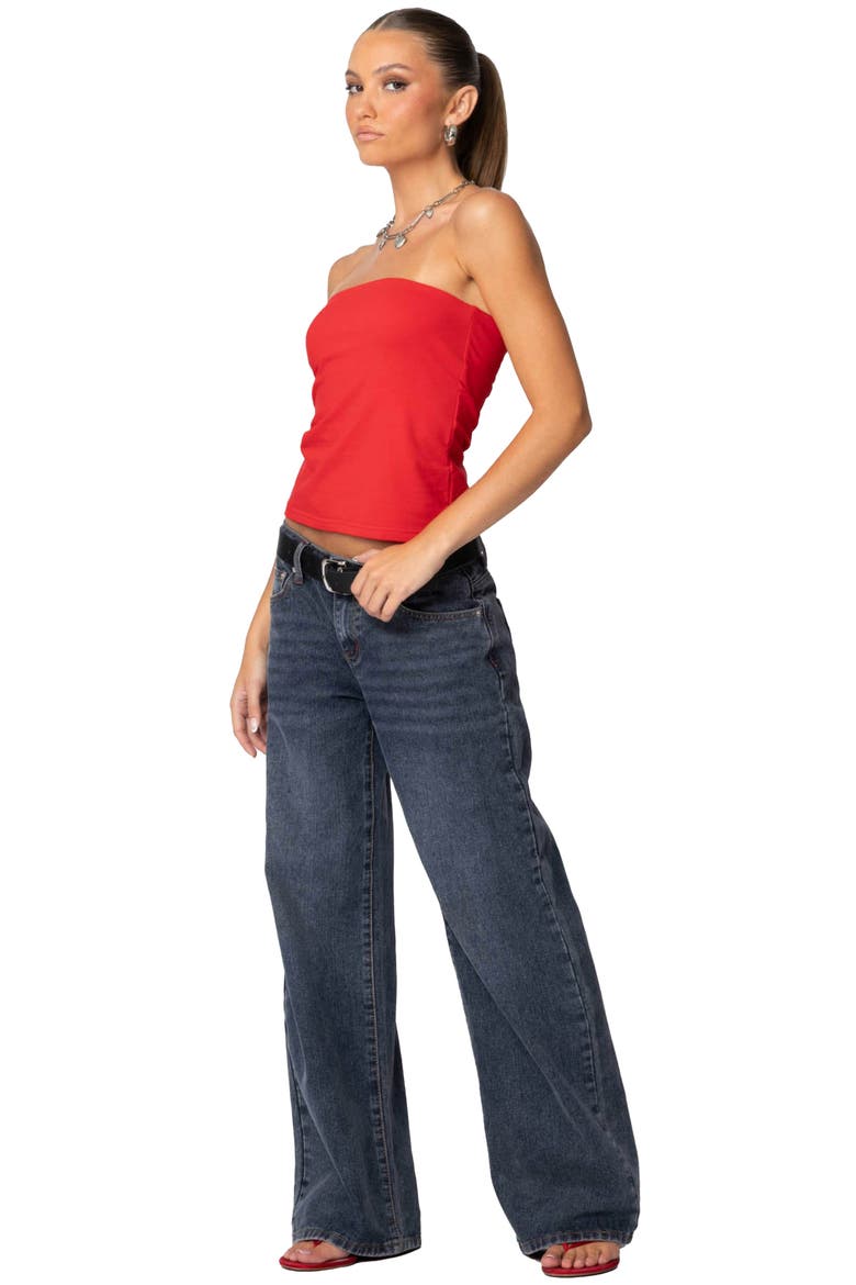 Stretch Cotton Tube Top, Alternate, color, RED