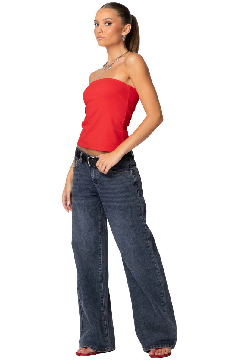 EDIKTED Stretch Cotton Tube Top, Alternate, color, Red
