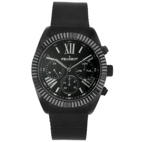 Multi-Function Steel Mesh Fluted Bezel Watch - 42MM
