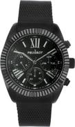 Peugeot Multi-Function Steel Mesh Fluted Bezel Watch - 42MM