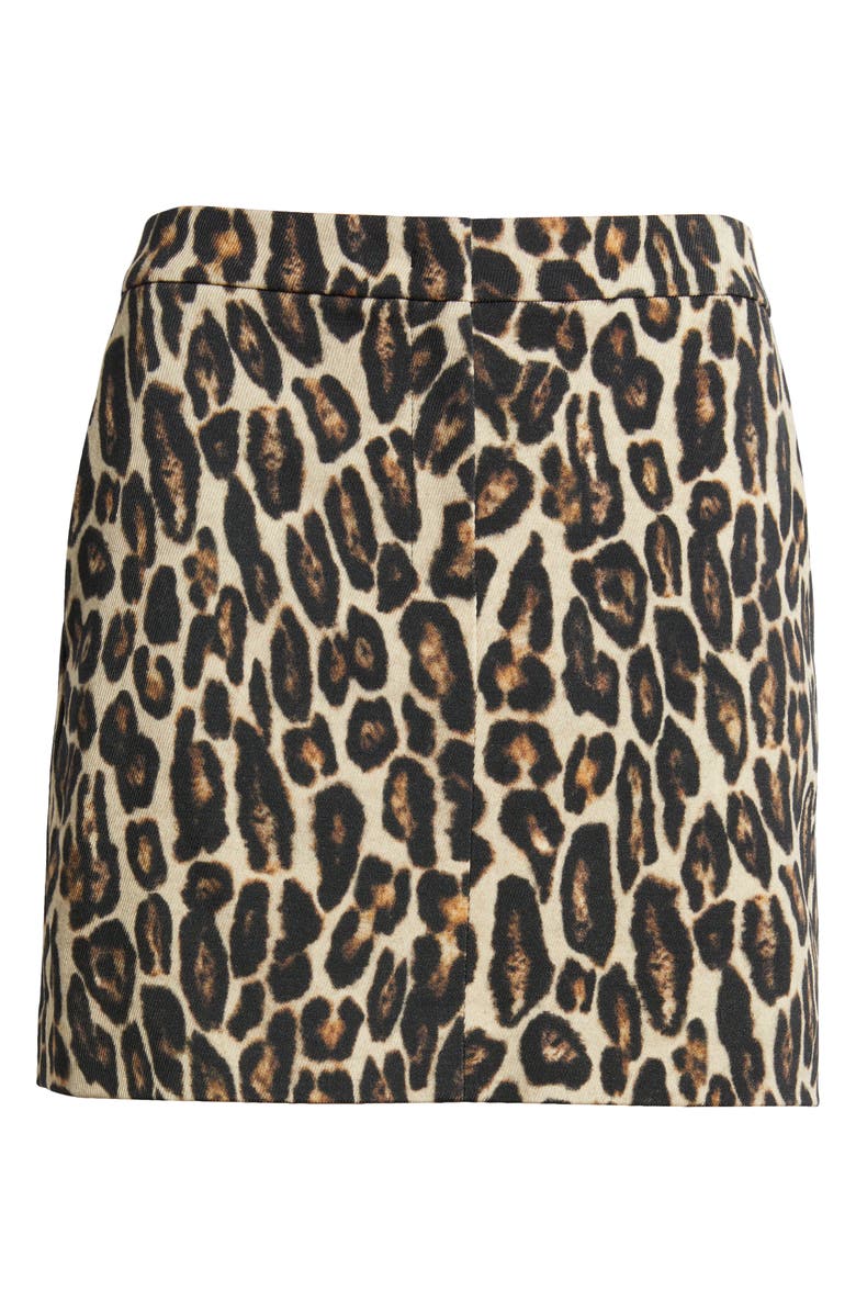 Theory Leopard Print Stretch Wool Miniskirt, Alternate, color,