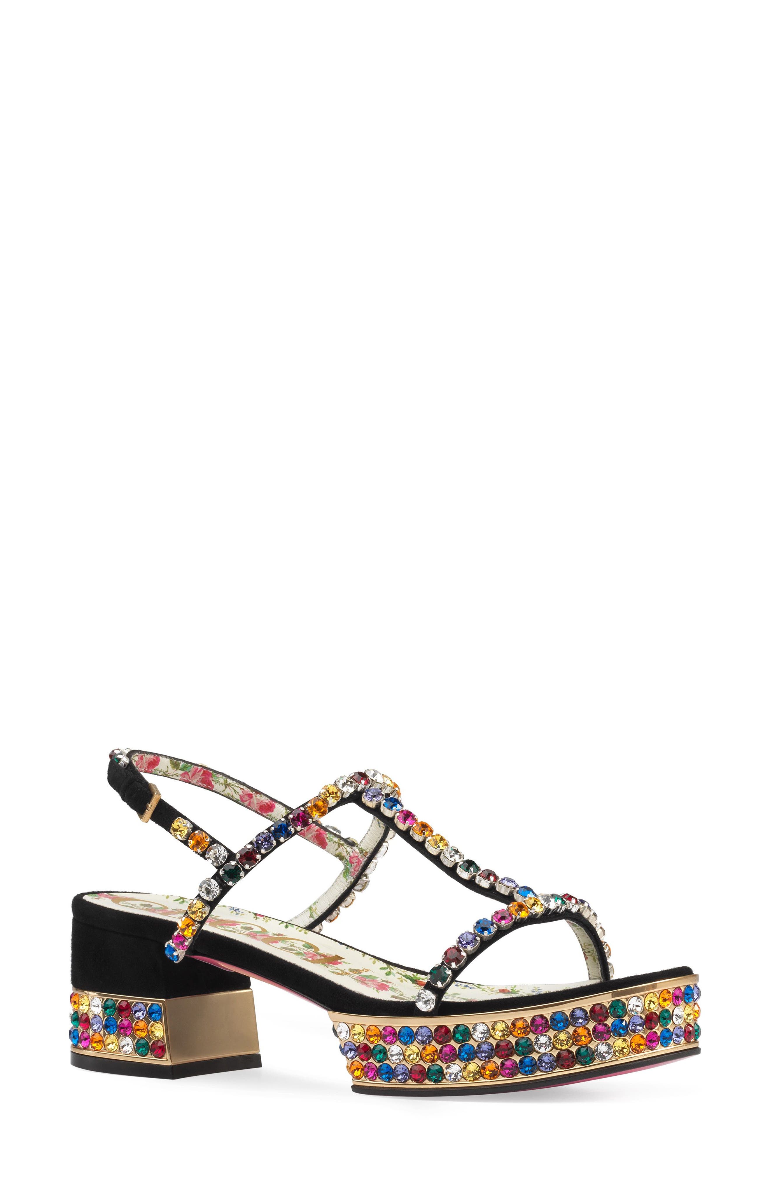 Gucci Mira Crystal Embellished Platform Sandal, Main, color, 