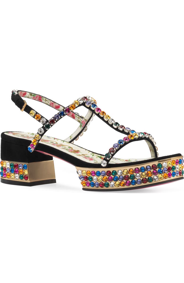 Gucci Mira Crystal Embellished Platform Sandal, Main, color,