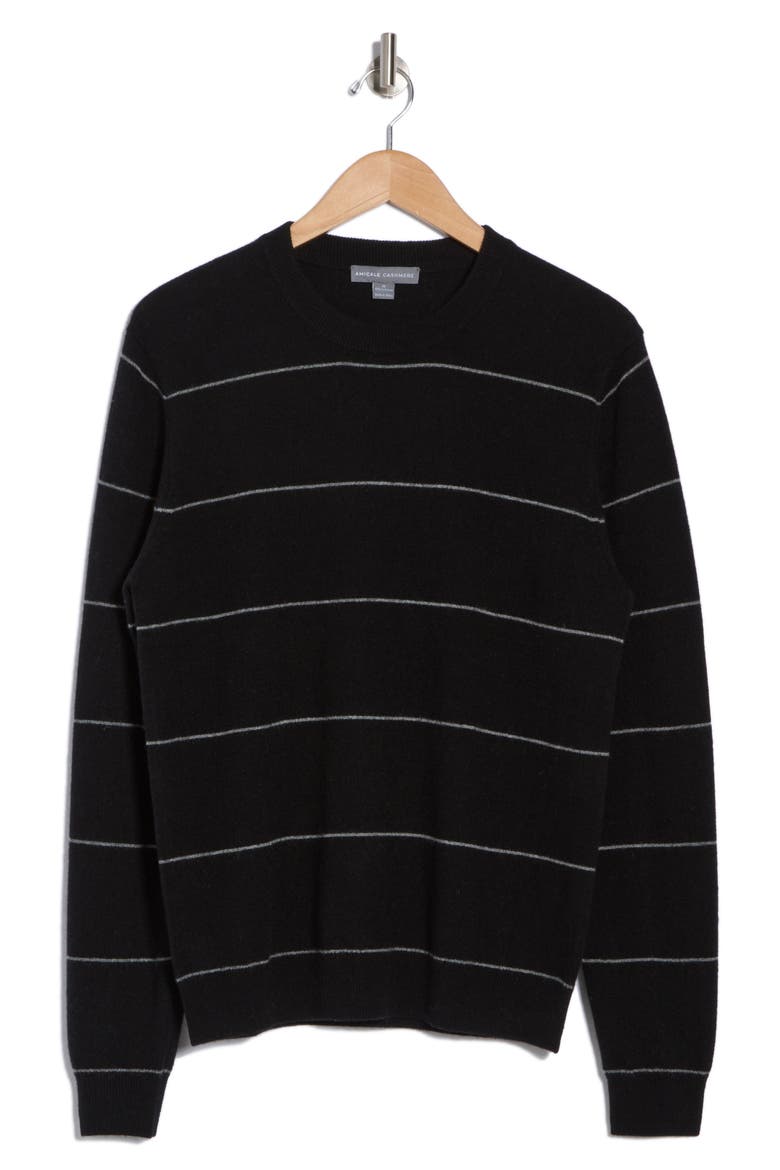 Stripe Cashmere Sweater, Alternate, color, BLK