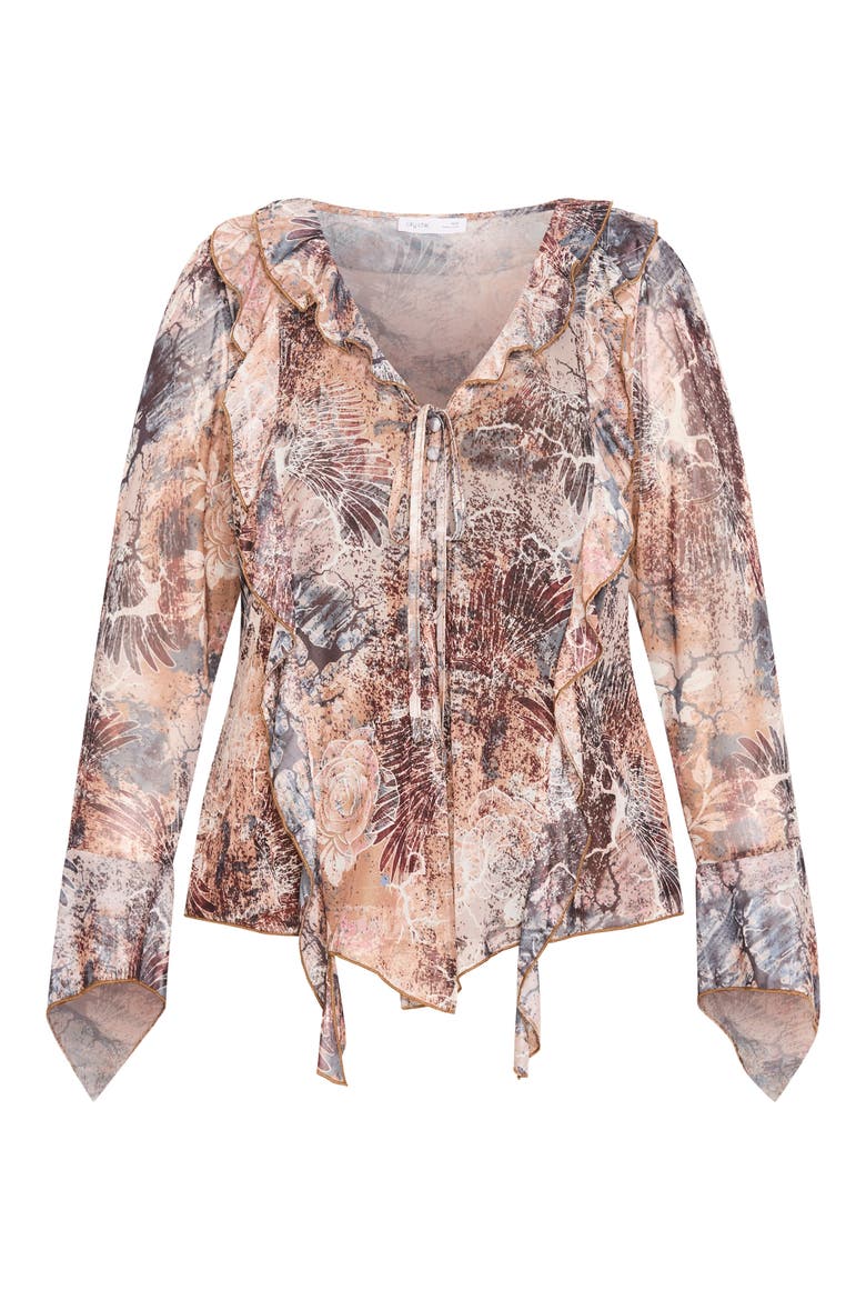 Vivid Mesh Ruffle Top, Alternate, color, URBAN OASIS