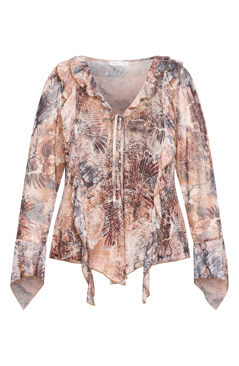 City Chic Vivid Mesh Ruffle Top, Alternate, color, Urban Oasis