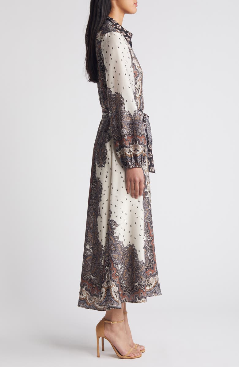 Tie Belt Long Sleeve Midi Shirtdress