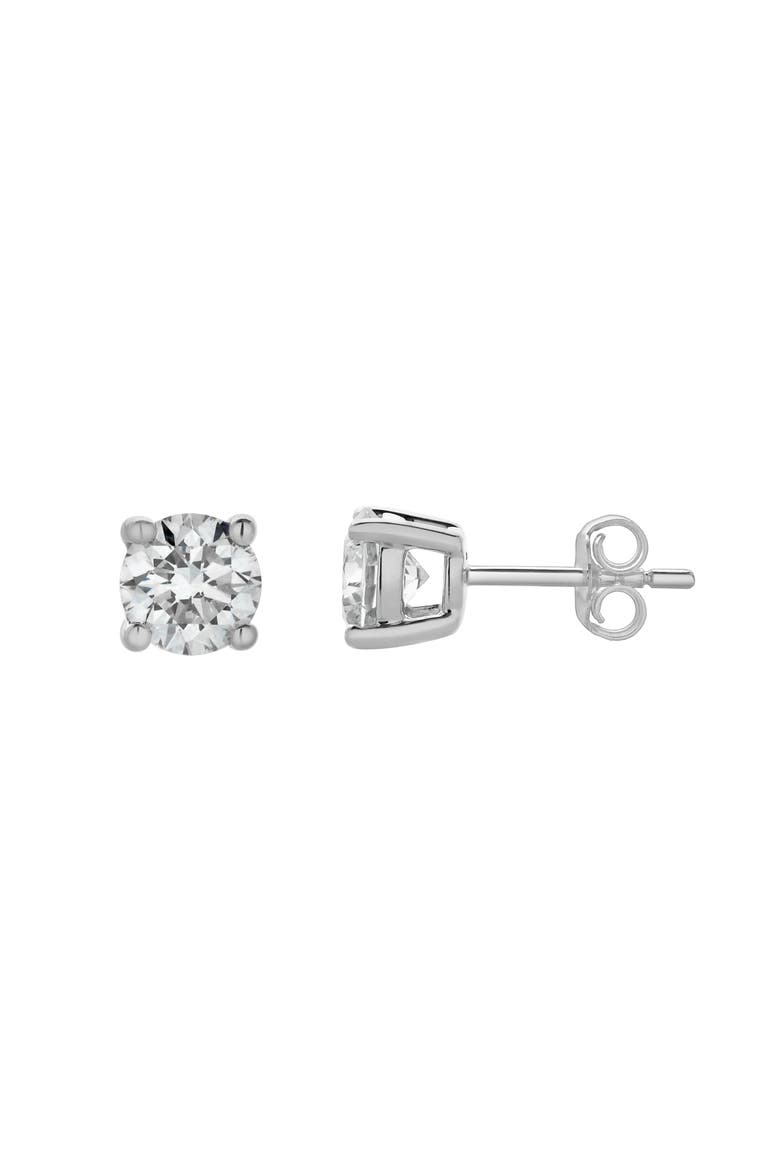 Akna 14K Gold Lab Grown Round Solitaire Diamond Earrings - 1.5 Cts, Alternate, color, 14K White Gold