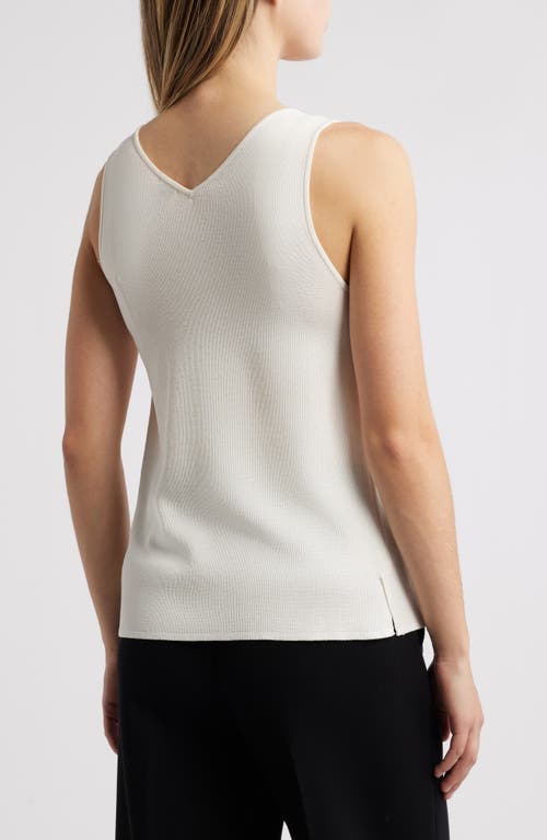 Anne Klein Double V-neck Sweater Tank In White Dove