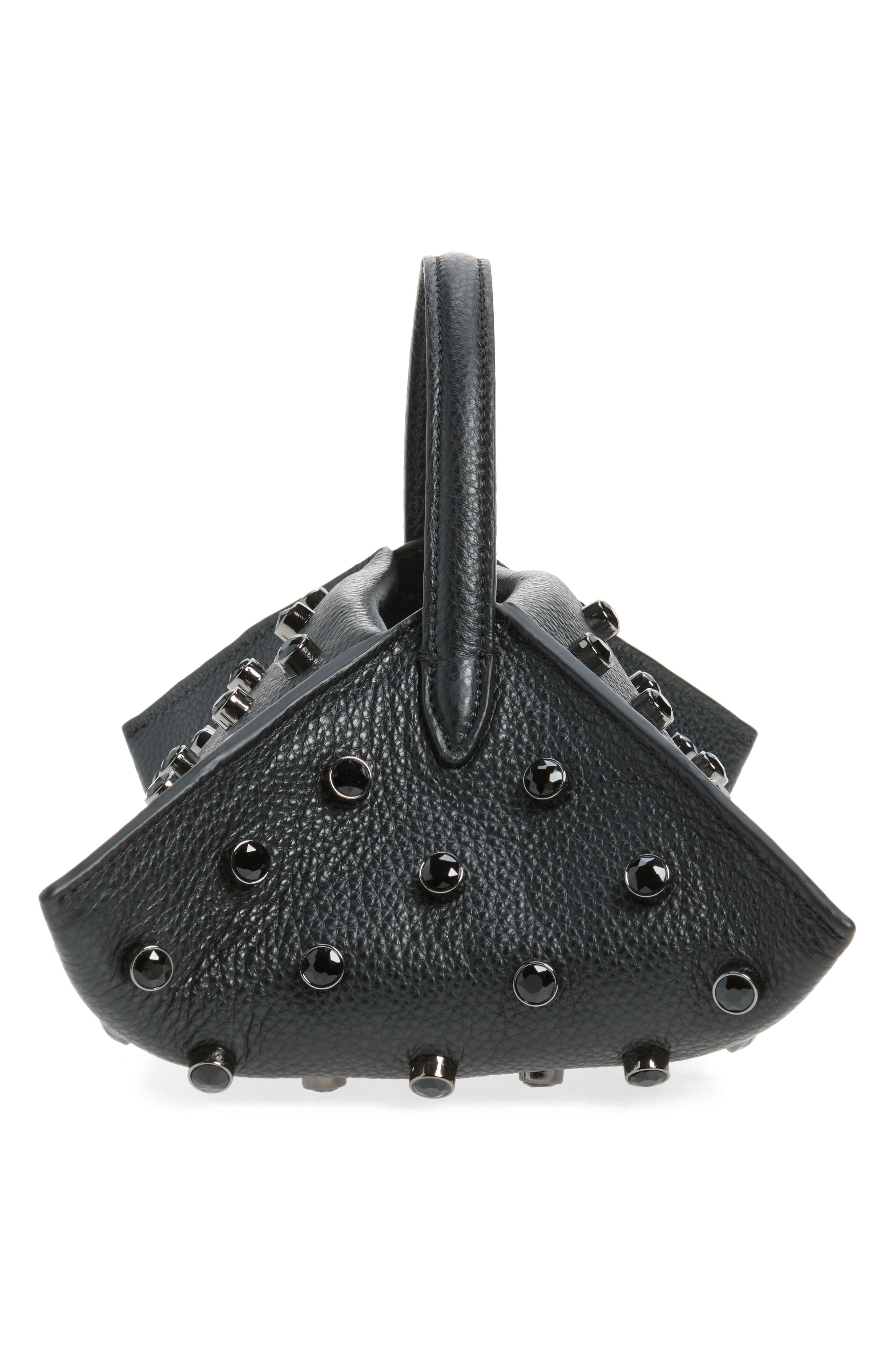 Altuzarra Origami Embellished Leather Baguette Bag, Alternate, color, Black / Black Crystal