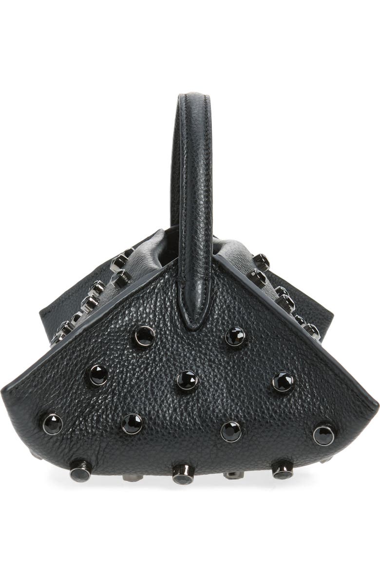 Altuzarra Origami Embellished Leather Baguette Bag, Alternate, color, Black / Black Crystal