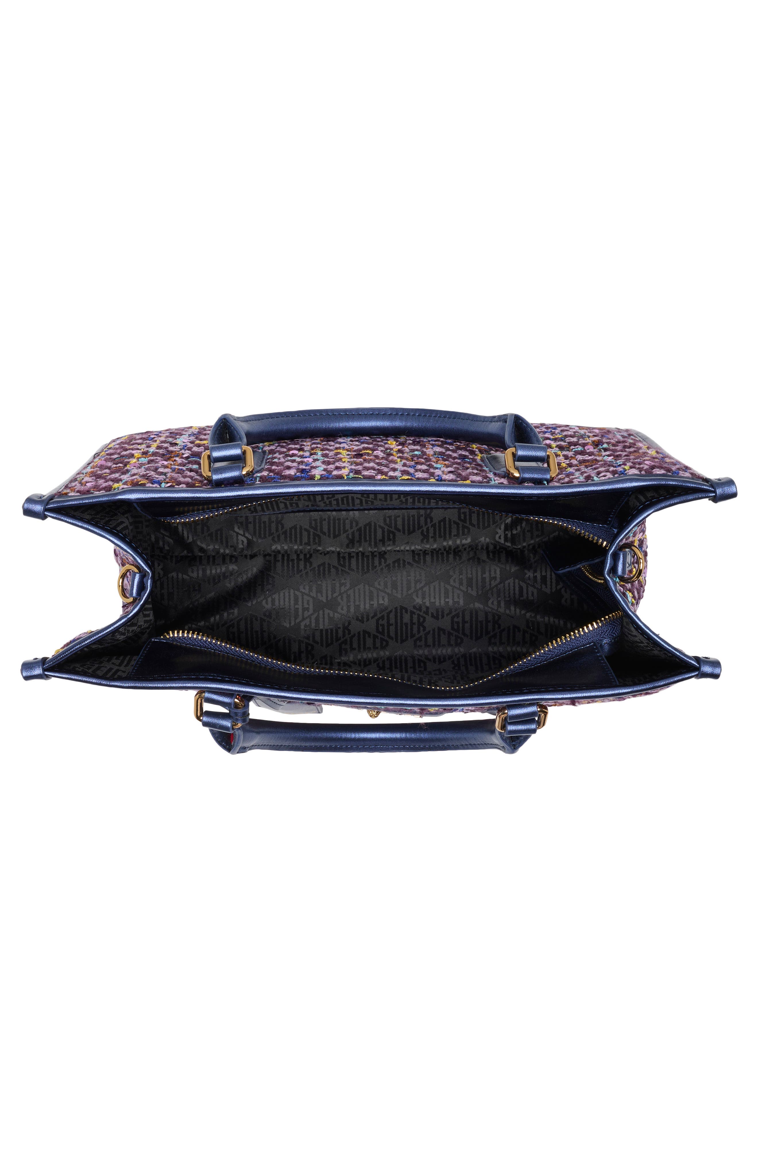 Chiswick Tweed and Faux Leather Tote, Alternate, color, PURPLE