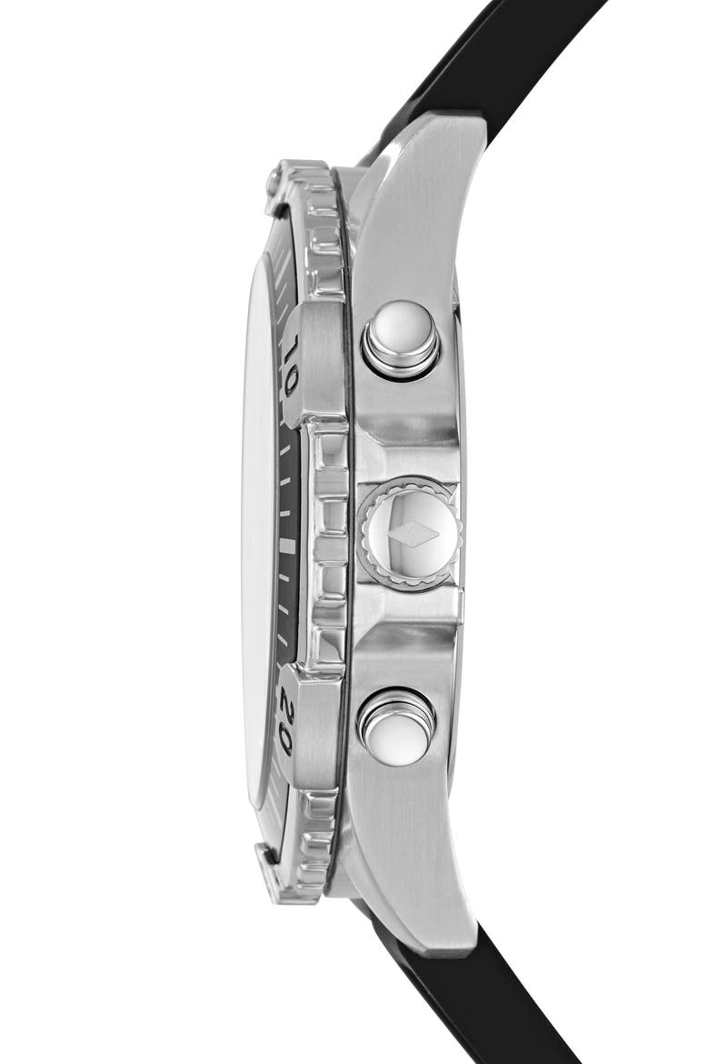 Garrett Chronograph Silicone Strap Watch, 44mm, Alternate, color, BLACK/ SILVER