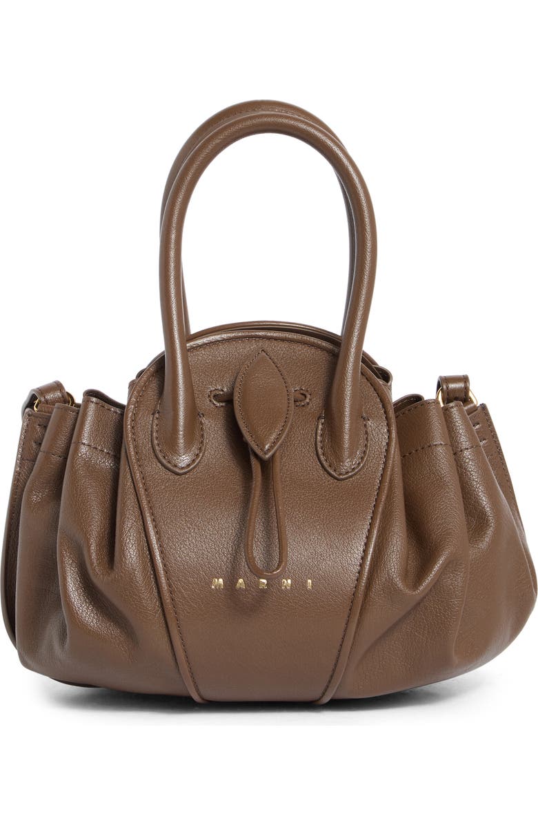 Marni Small Tulipea Leather Handbag, Main, color, Marmot