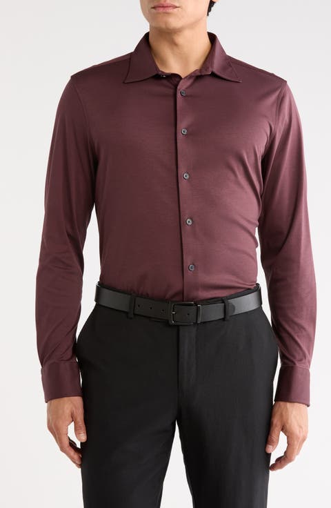 Tiller Lux Cotton Knit Button-Up Shirt
