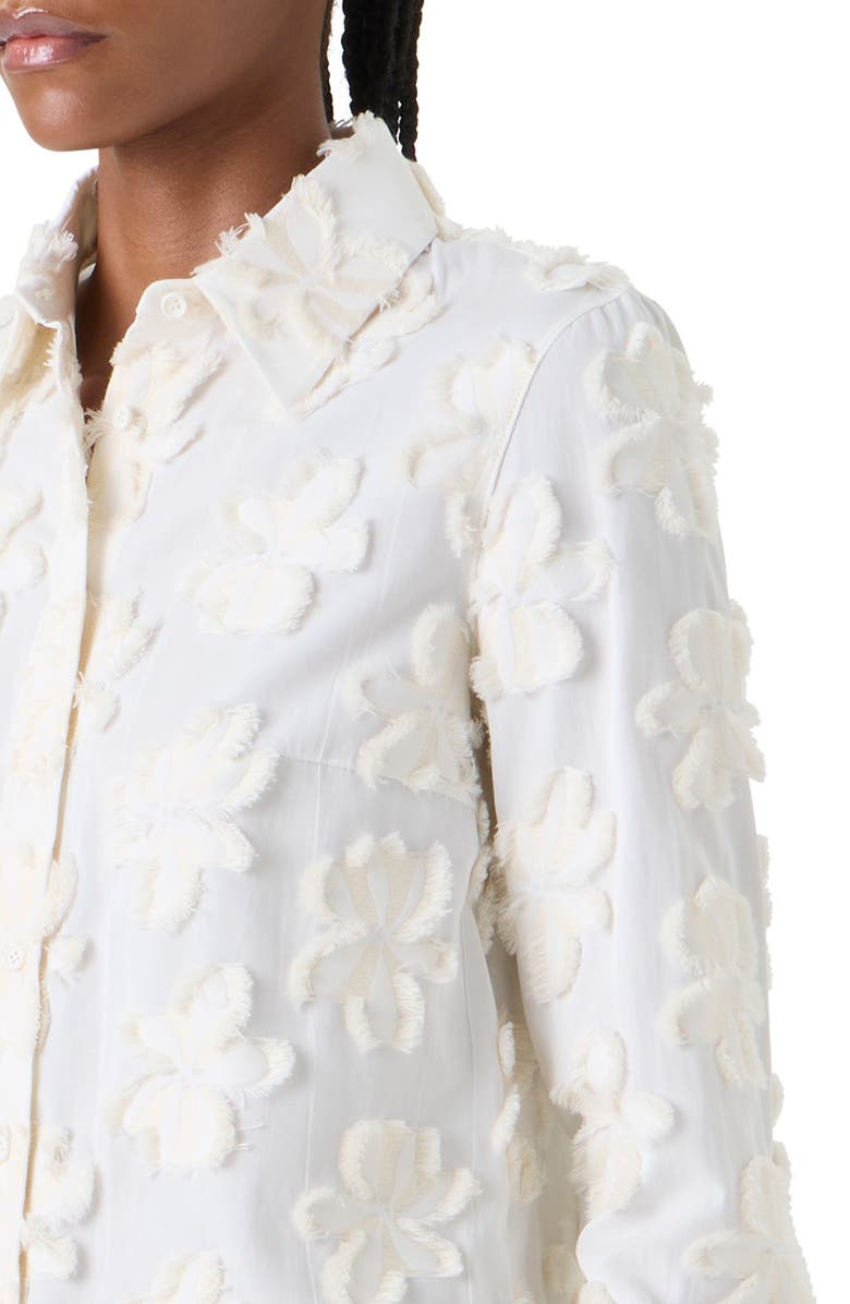 Akris punto Floral Cotton Jacquard Button-Up Shirt, Alternate, color, Cream Ivory