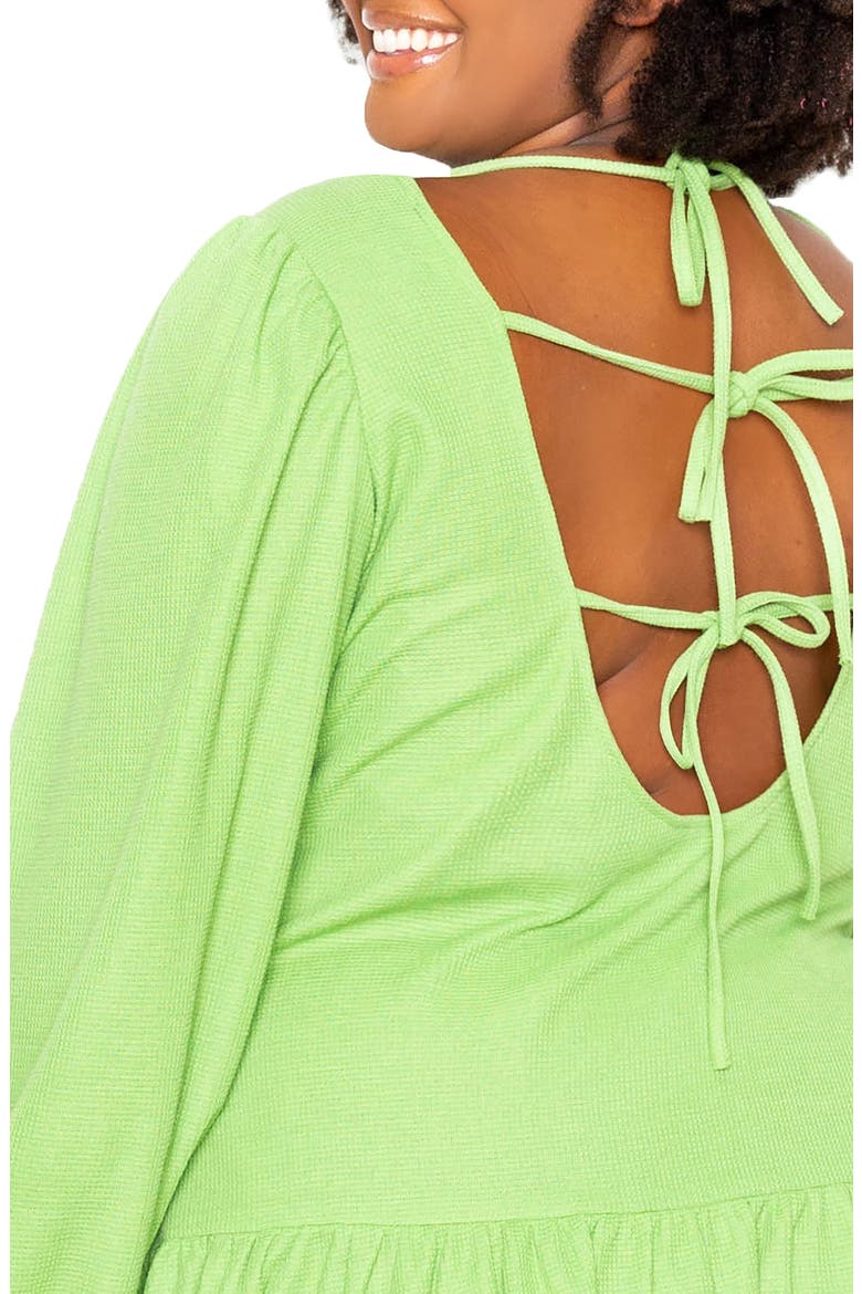 Tie Back Long Sleeve Terry Dress, Alternate, color, GREEN