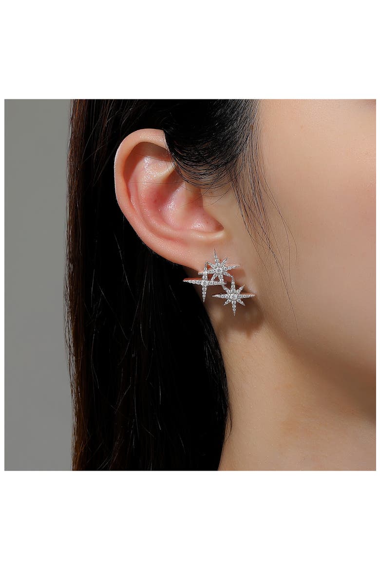 Simulated Diamond Star Cluster Drop Earrings, Alternate, color, WHITE