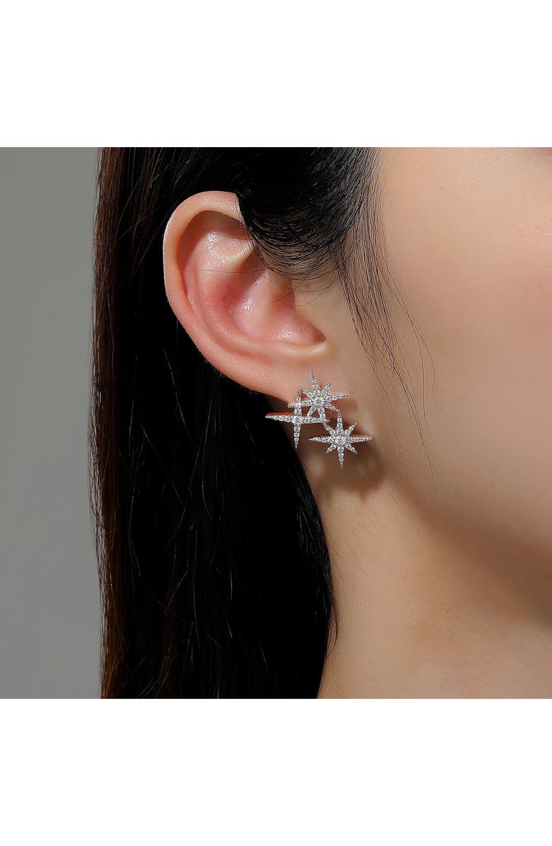 Lafonn Simulated Diamond Star Cluster Drop Earrings, Alternate, color, 
