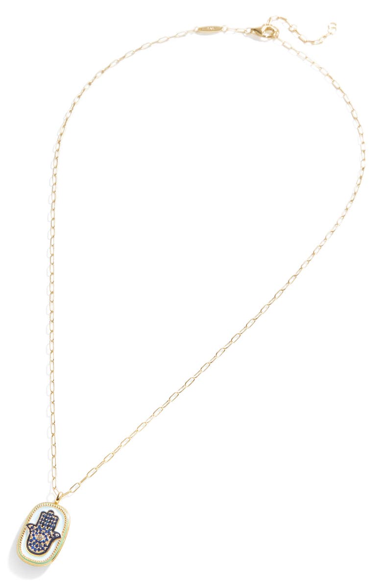 BaubleBar Inanna Hamsa Pendant Necklace, Alternate, color, 