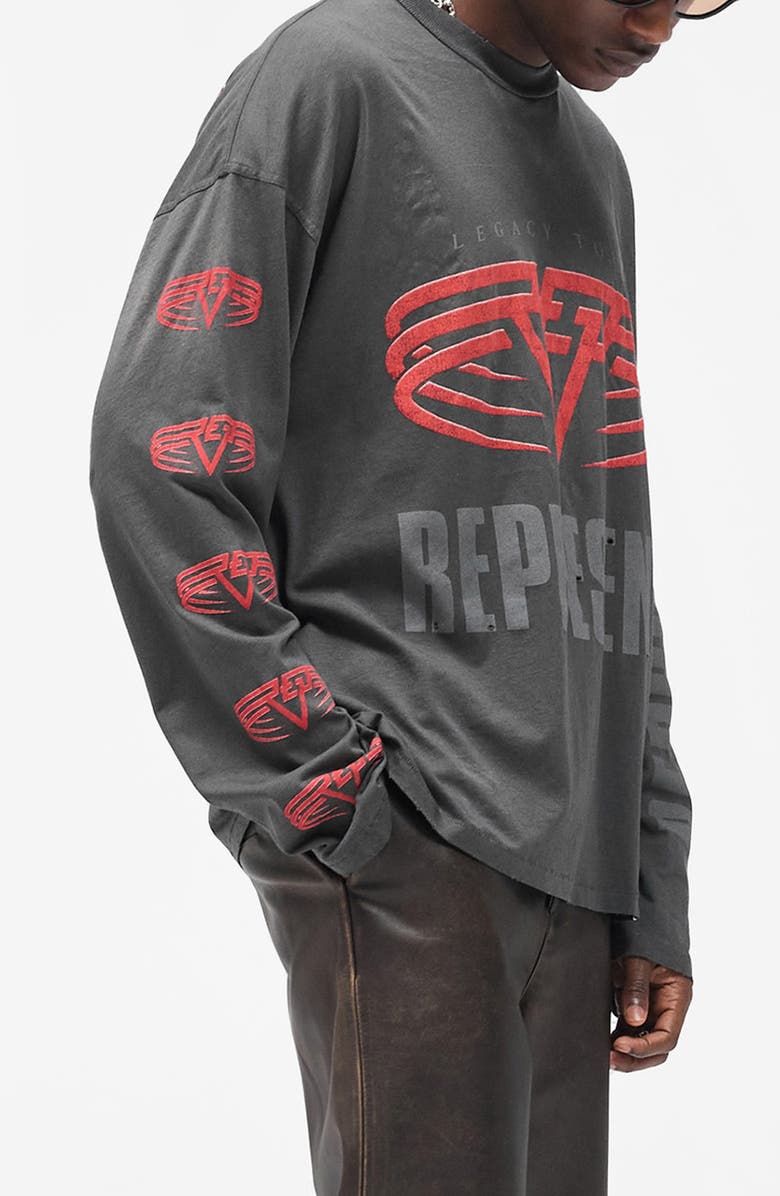 Represent Living Legacy Tour Long Sleeve Cotton & Hemp Graphic T-Shirt, Alternate, color, Sun Fade Grey