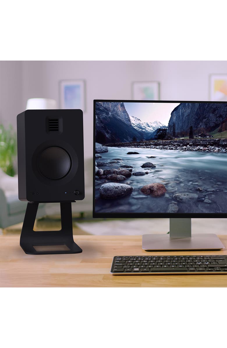 Kanto TUK Premium Powered Speakers with SE6 Elevated Desktop Speaker Stands, Alternate, color, Black
