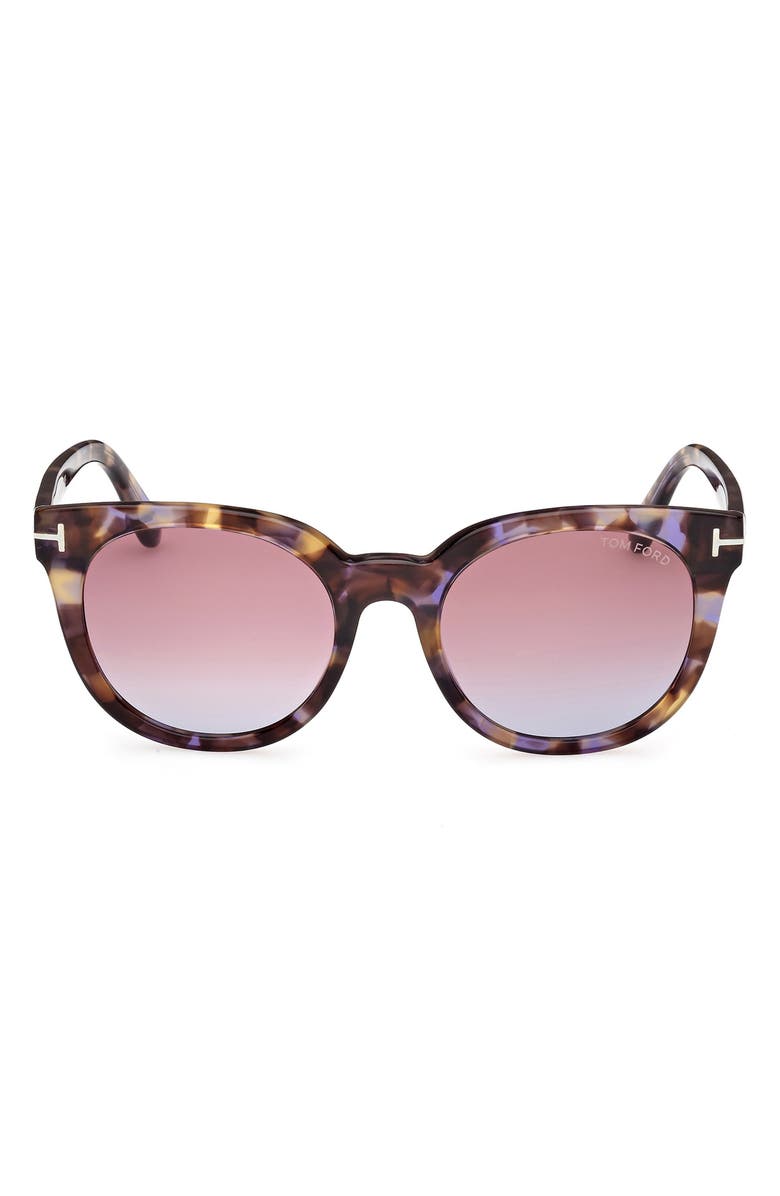 TOM FORD Moira 53mm Gradient Butterfly Sunglasses, Main, color, Violet Havana / T Logo
