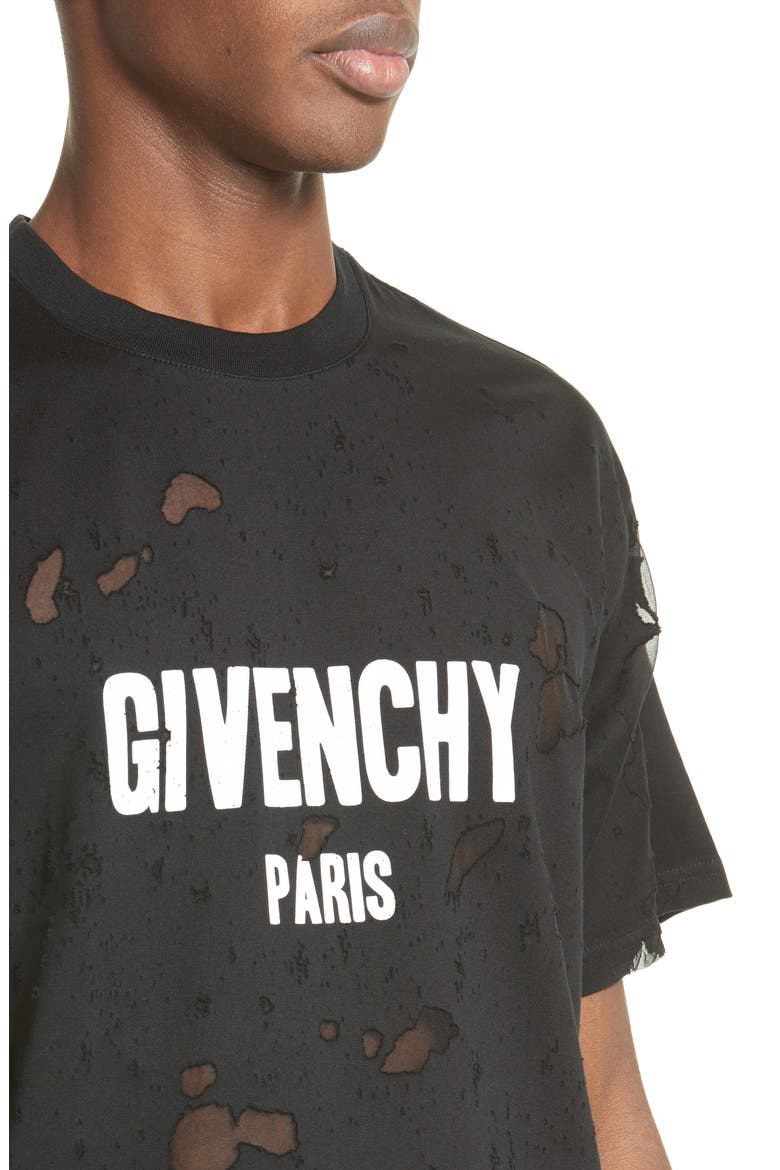 Destroyed Logo T-Shirt, Alternate, color, BLACK
