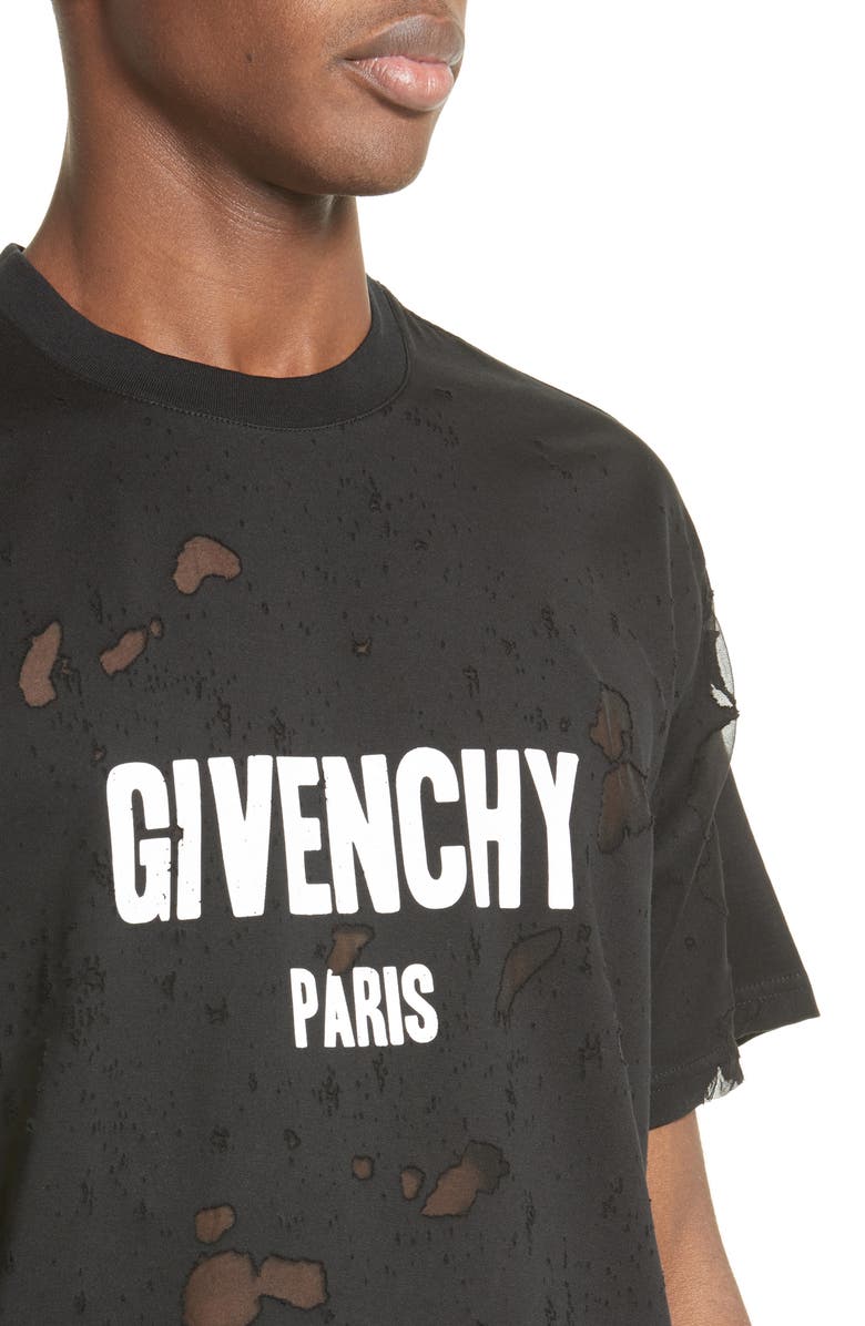 Givenchy Destroyed Logo T-Shirt, Alternate, color,