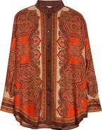 Zimmermann Mahon Paisley Print Habutai Silk Button-Up Shirt