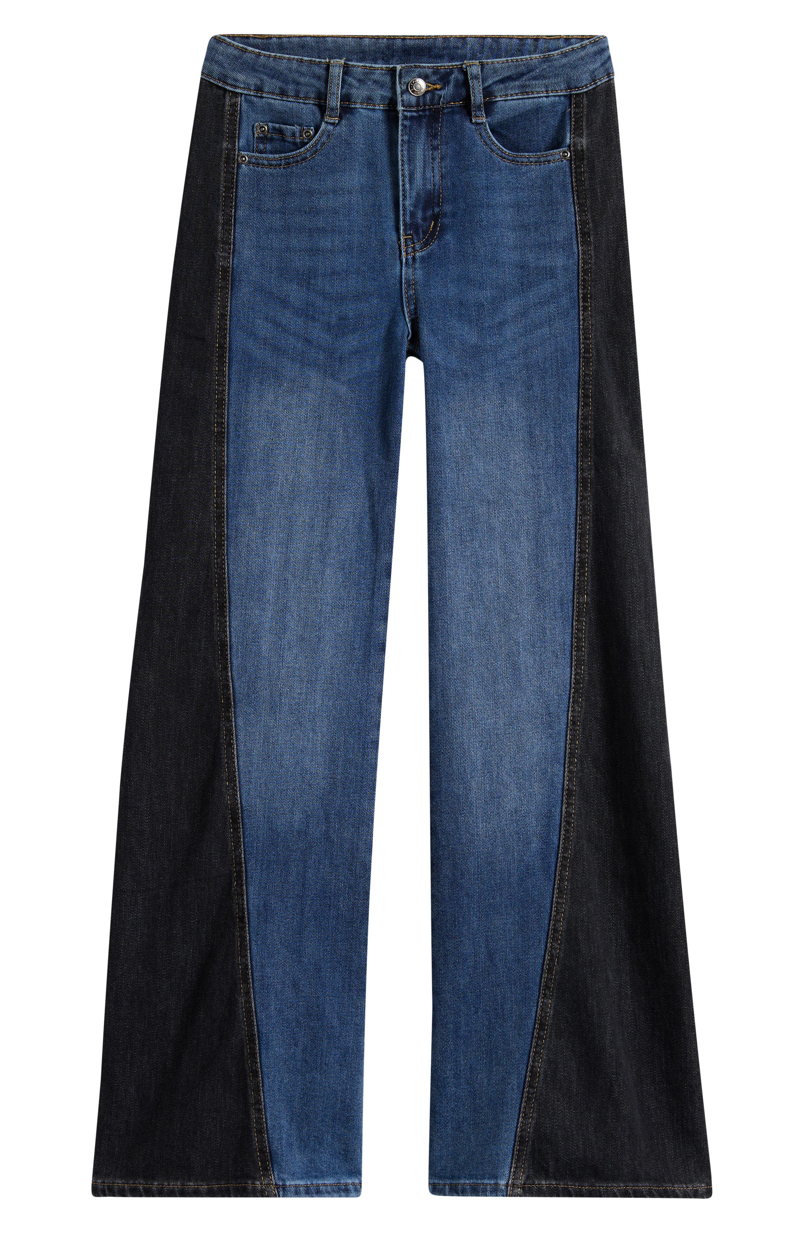 Kids' Wide Leg Contrast Panel Jeans