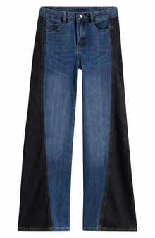 Kids' Wide Leg Contrast Panel Jeans
