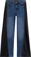 Tractr Kids' Wide Leg Contrast Panel Jeans