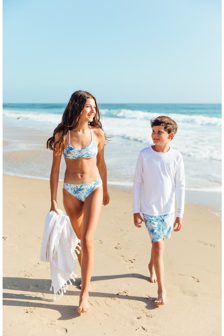 Kids' Scallop UPF 50+ Board Shorts, Alternate, color, SALTWATER
