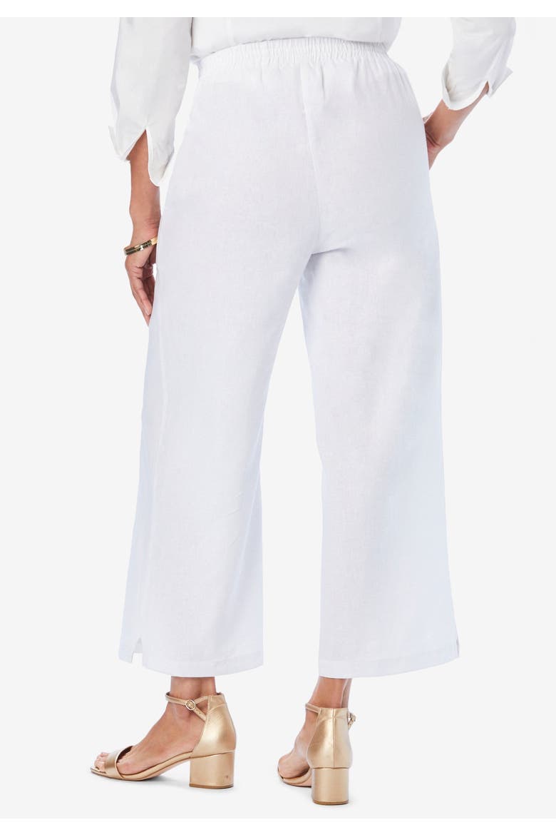 Wide Leg Linen Crop Pant, Alternate, color, RASPBERRY