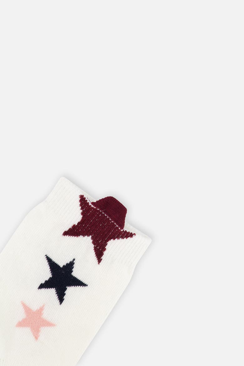 Knit Ribbed Cuff Star Detail Socks, Alternate, color, Pale Dusty Pink and Navy