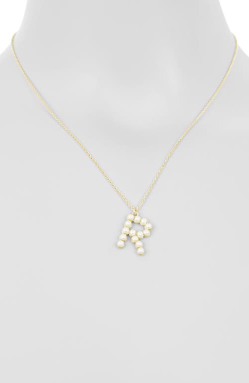 Meshmerise Imitation Pearl Initial Pendant Necklace In White
