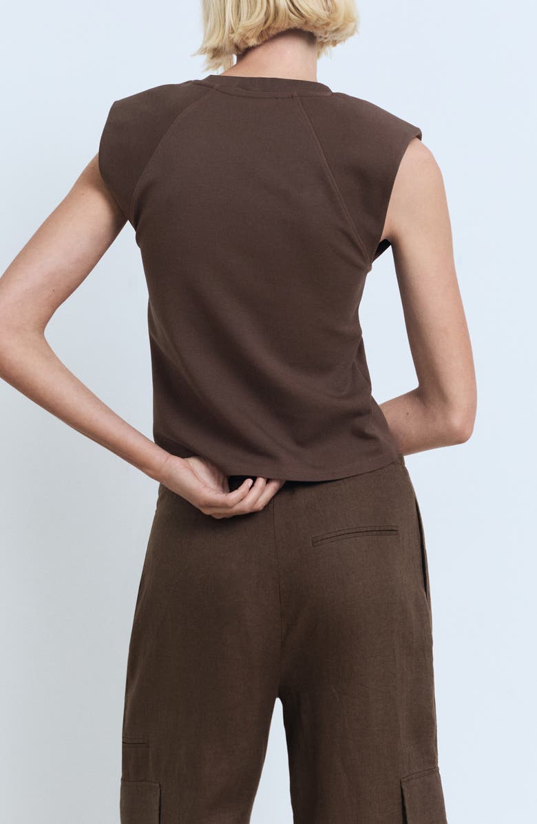 MANGO Padded Shoulder T-Shirt, Alternate, color, Chocolate