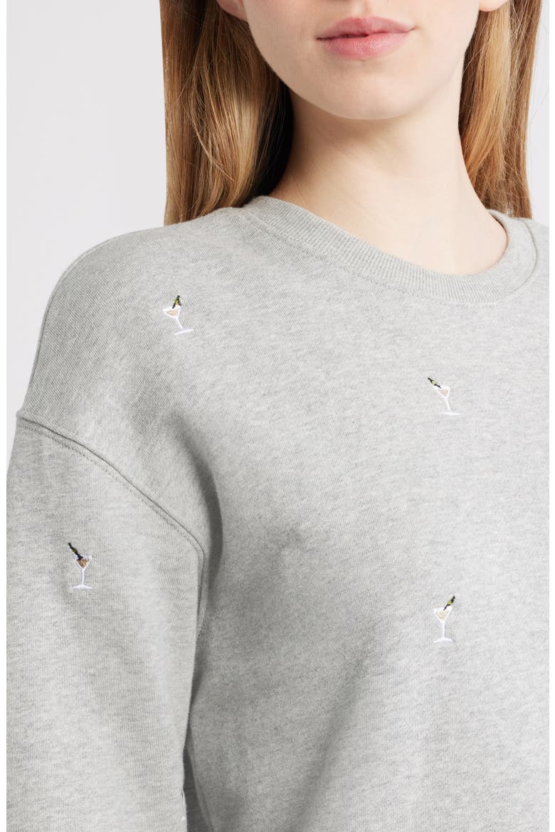 Ramona Martini Embroidered Cotton Sweatshirt, Alternate, color, HEATHER GREY MARTINI