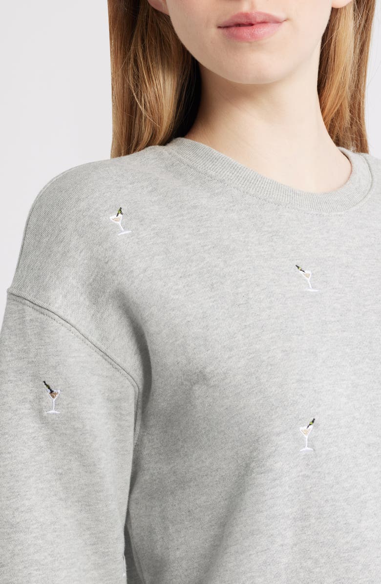 Rails Ramona Martini Embroidered Cotton Sweatshirt, Alternate, color, Heather Grey Martini