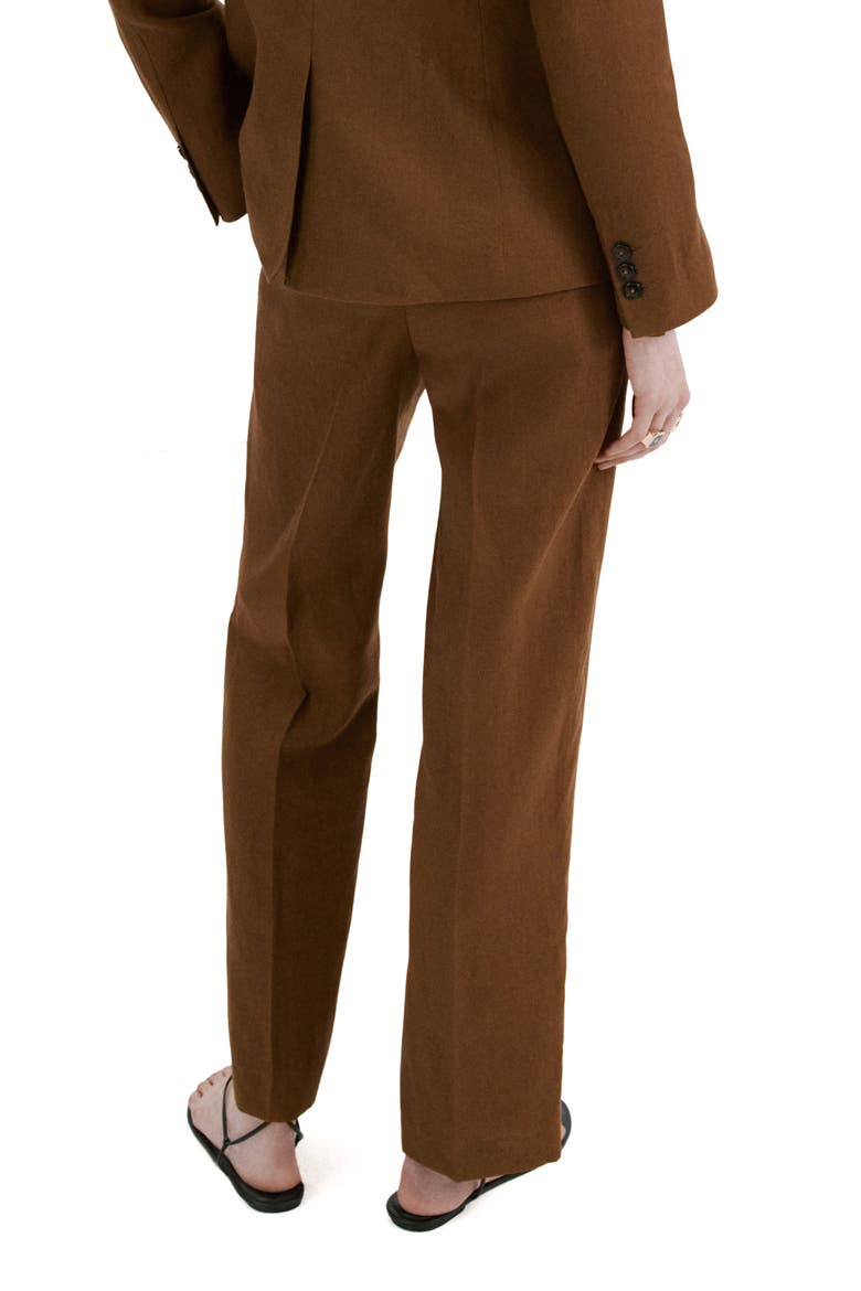 Linen Suit Pants, Alternate, color, BROWN
