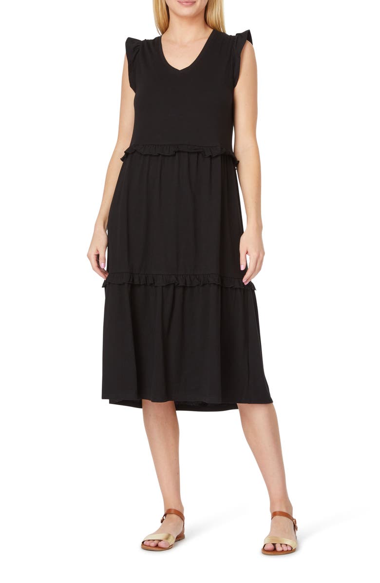 C & C California Jada Tiered Ruffle Midi Dress, Main, color, 