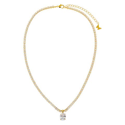 CZ Oval Pendant Tennis Choker