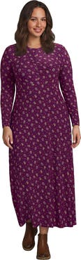 Lands' End Silky Knit Ruched Maxi Dress
