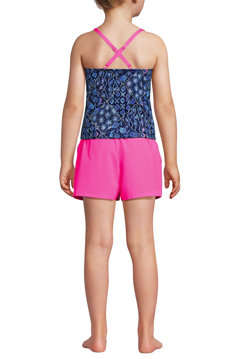 Girls Chlorine Resistant Tankini Top Woven Short Set, Alternate, color, Deep Sea Navy/Multi Floral Mix