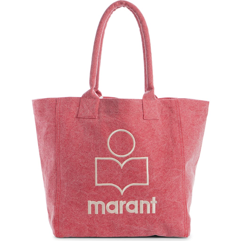 Isabel Marant Yenky Embroidered Logo Canvas Tote In Red