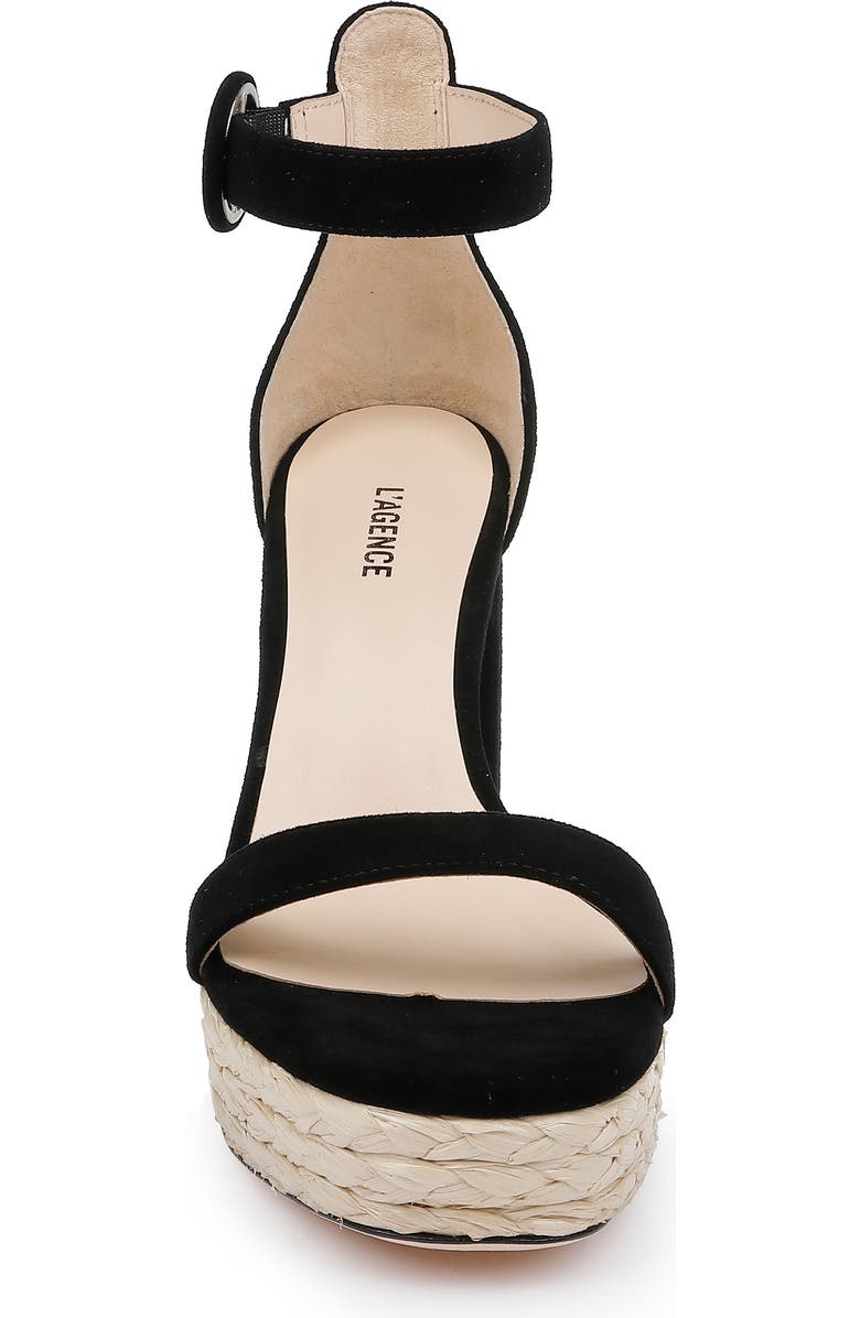 L'AGENCE Avia Ankle Strap Platform Sandal, Alternate, color, Black