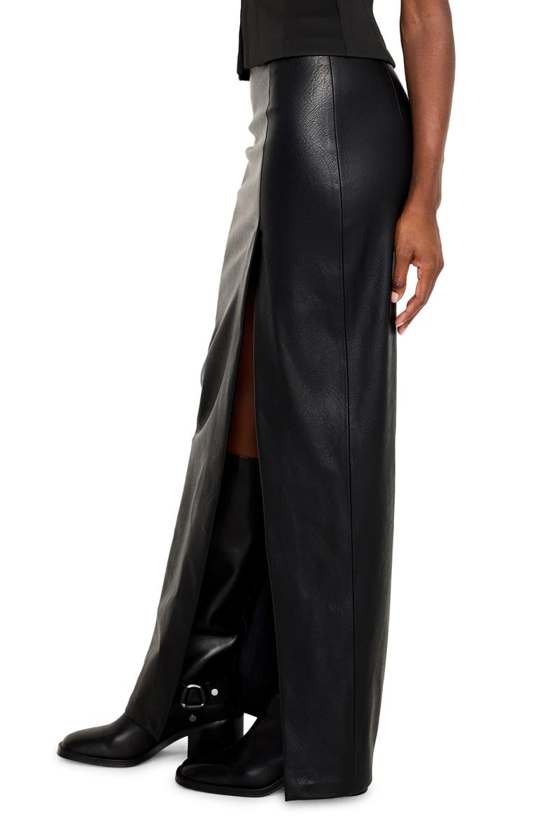 Good American Better Than Faux Leather Front Slit Maxi Skirt, Alternate, color, 