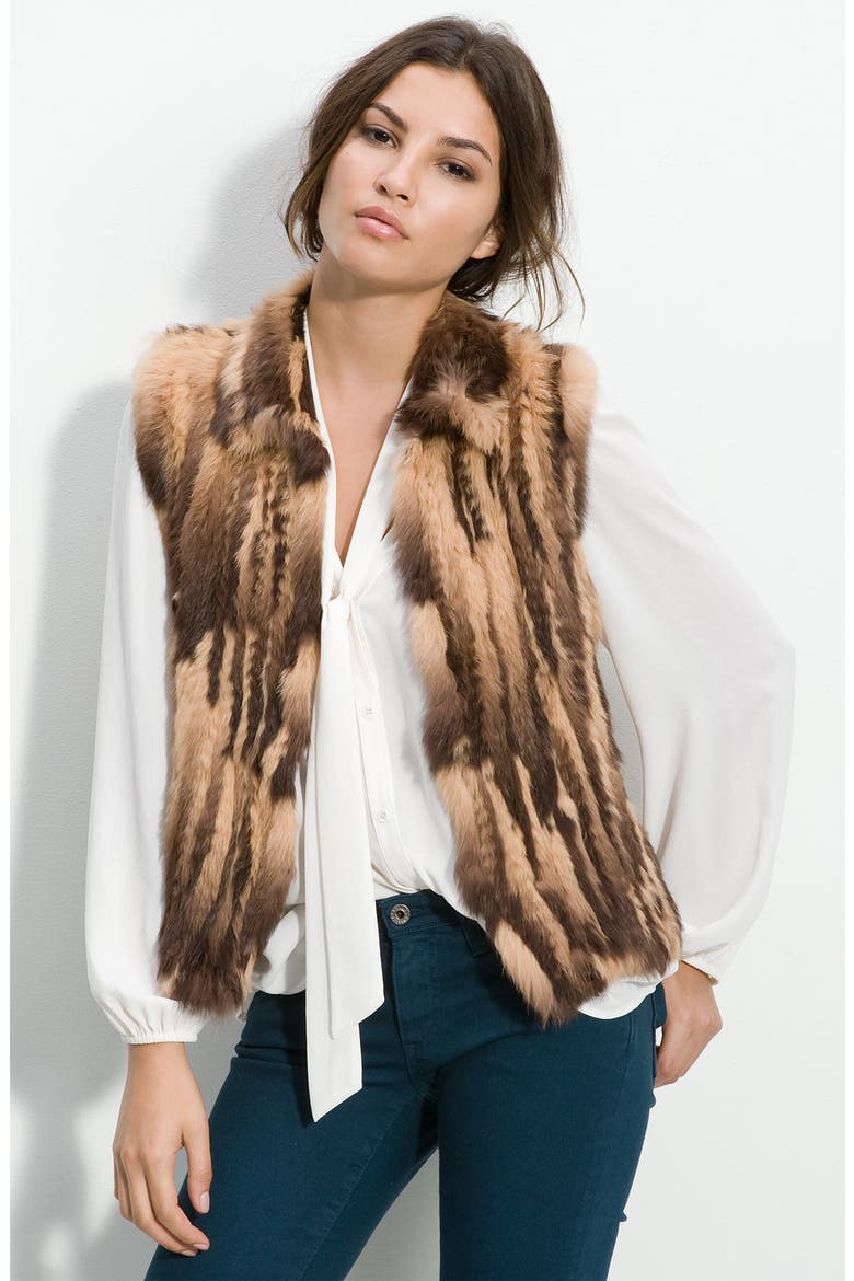 Genuine Rabbit Fur Vest, Main, color, BROWN