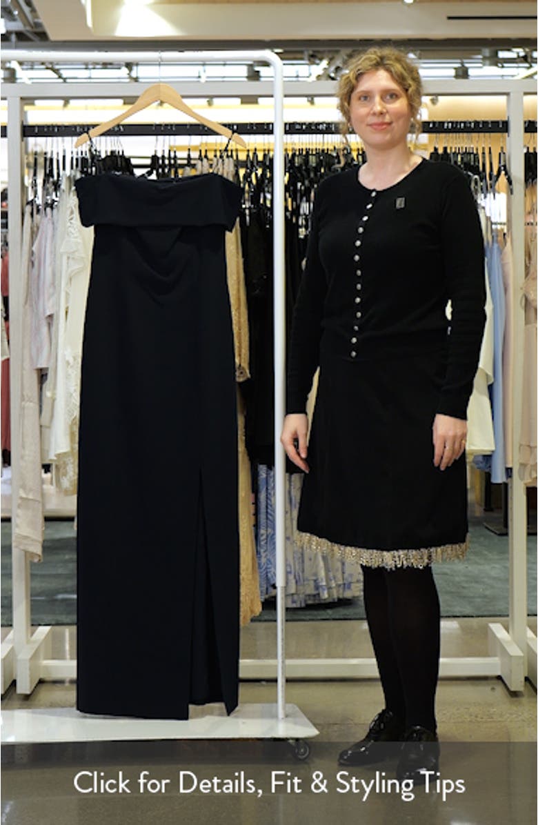 Crepe Off the Shoulder Column Gown, sales video thumbnail